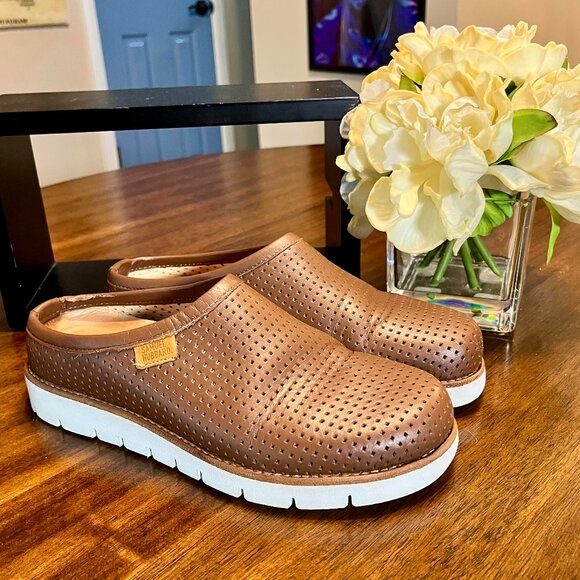 Samuel Hubbard Women's "SamSport Clog" Brown Perforated Leather Slip On Size 7.5 - Picture 1 of 9
